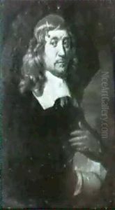 Portrait Of Nicholas De Bye, Small Half Length, Wearing A Black Costume With White Collar, Holding A Letter In A by Jan De Bray