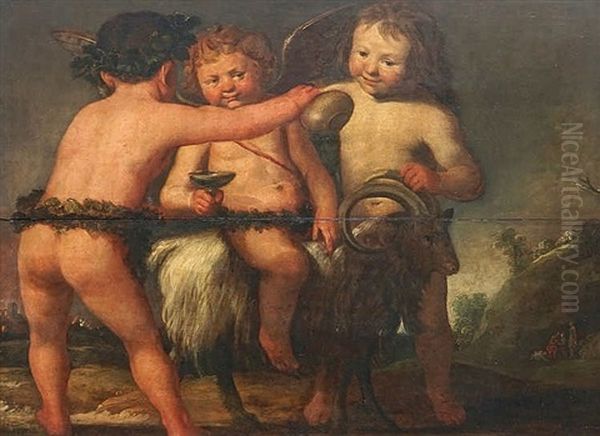 Three Putti With A Goat - view 1