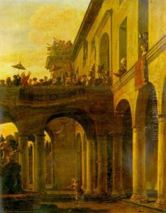 Samson Renverse Les Colonnes Du Temple De Dagon (juge 16, 23) by Salomon de Bray