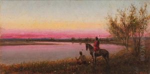 Indian At Sunset by William Cary Brazington