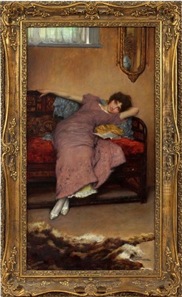 Reclining Young Lady In Purple - view 1