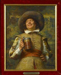 A Gentleman Raising A Toast And A Gentleman Holding A Sword (pair) by William A. Breakspeare