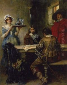 Historische Szene: Das Treffen Von Drei Herren In Einem Wirtshaus by William A. Breakspeare