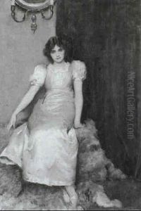 Portrait Of A Young Girl In A Cream Dress by William A. Breakspeare
