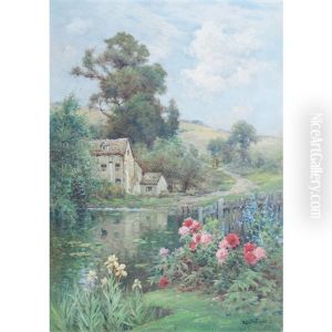 The Mill Pool From The Garden by Alfred Fontville de Breanski Jr