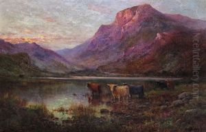 Evening - The Borders Of A Highland Loch by Alfred Fontville de Breanski Jr
