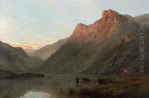 Evening On A Highland Loch by Alfred Fontville de Breanski Jr