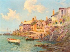 In Mousehole Harbor by Alfred Fontville de Breanski Jr