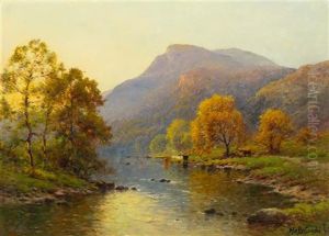 Fall Landscape With Cows by Alfred Fontville de Breanski Jr