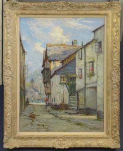 A Street In Looe, Cornwall by Alfred Fontville de Breanski Jr