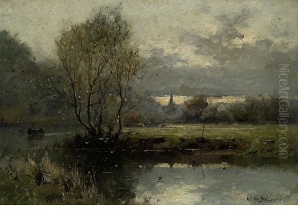 On The River Wey Near Guildford; A Bend Of The Imber At Molesey; Evening On The River Wey; A Lincolnshire Stream (set Of 4) - view 1