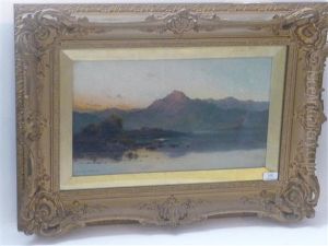 Highland Loch Scene At Sunset by Alfred Fontville de Breanski Jr