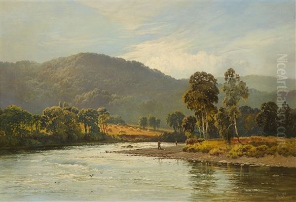 Scottish Summer Landscape With An Angler - view 1