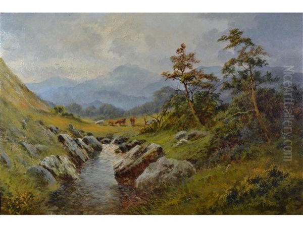 Highland Cattle In A Mountainous Landscape - view 1