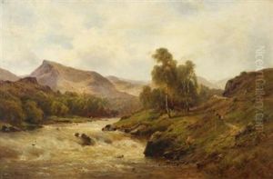 The Falls At The Llugwy, Capel Curig by Alfred Fontville de Breanski Jr