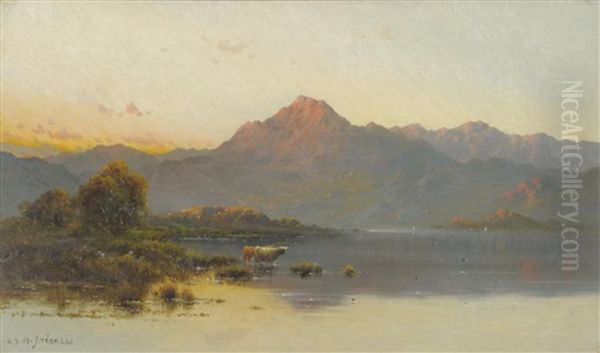 Highland Lock Scene At Sunset - view 1