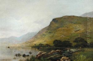 Capel Curig Lake, North Wales by Alfred Fontville de Breanski Jr