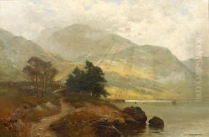 Sunlit Mountainous Landscape by Alfred Fontville de Breanski Jr