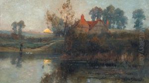 The Village Pond by Alfred Fontville de Breanski Jr
