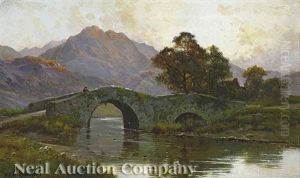 Bridge Over The River Derwent by Alfred Fontville de Breanski Jr