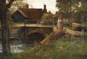 Woman Fetching Water Along A Canal