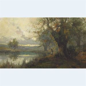 Early Morning, Burnham Beeches (+ A Summer Evening, Burnham Beeches; Pair) by Alfred Fontville de Breanski Jr