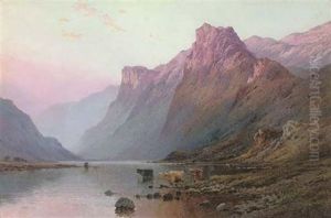 At Sunset, The Boarders Of A Perthshire Loch