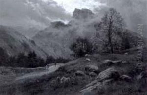 Langdale Pikes by Alfred Fontville de Breanski Jr