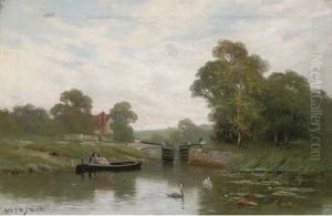 Penton Hook Lock On The Thames by Alfred Fontville de Breanski Jr
