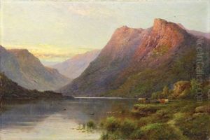 Evening On A Highland Loch by Alfred Fontville de Breanski Jr