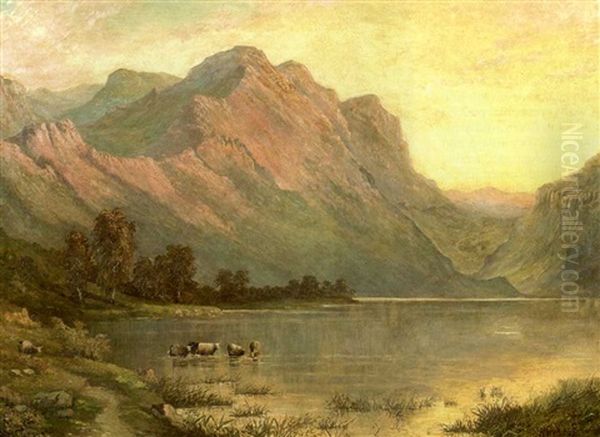 Loch In The Scottish Highlands With Cattle Watering - view 1