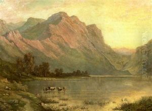 Loch In The Scottish Highlands With Cattle Watering