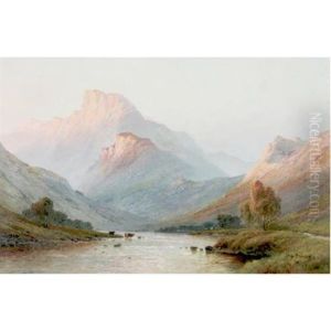 Evening In A Highland Valley by Alfred Fontville de Breanski Jr
