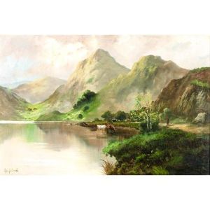 A View Of A Scottish Loch With Cattle Watering