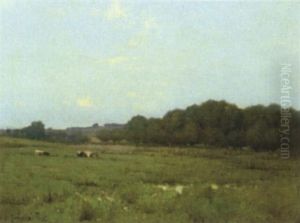 On The Marshes, Evening by Alfred Fontville de Breanski Jr