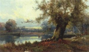 Burnham Beeches, The Pond's Pool by Alfred Fontville de Breanski Jr