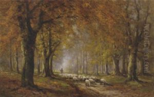 October Morning, Ashridge Forest by Alfred Fontville de Breanski Jr