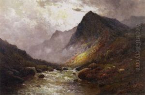 A Mountain Stream Near Aberfeldy With Sheep Grazing