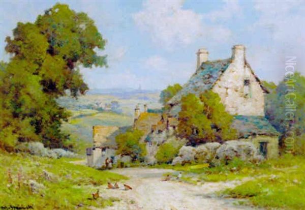 Figures Before A Cottage In An Extensive Landscape - view 1