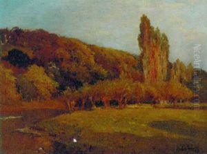 A Sunlit River Landscape by Alfred Fontville de Breanski Jr