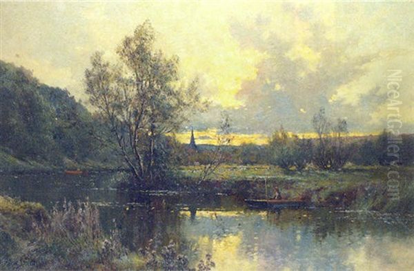 A Bend In The River Wey, Evening - view 1