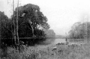 The Pond Early Morning by Alfred Fontville de Breanski Jr
