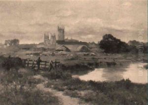 Evening, The Canterbury Meadows by Alfred Fontville de Breanski Jr