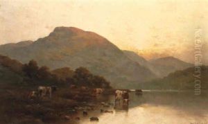 Morning - The Borders Of Llyn Gwynant, North Wales by Alfred Fontville de Breanski Jr