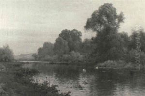 Evening, The Thames At Moulsford by Alfred Fontville de Breanski Jr