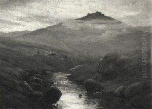 On The Lyd, Dartmoor by Alfred Fontville de Breanski Jr