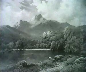The Banks Of Rydal Water by Alfred Fontville de Breanski Jr
