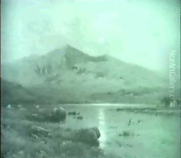 The September Moon, Snowdon And Llyn Dwyarchan, N. Wales - view 1
