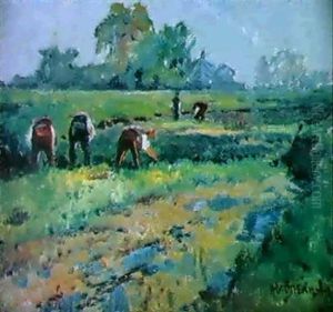 Arbetare Pa Falt by Alfred Fontville de Breanski Jr