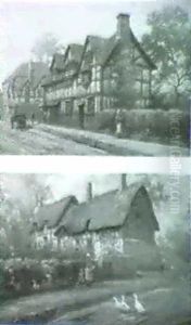 Ann Hathaway's Cottage; Shakespeare's Birthplace by Alfred Fontville de Breanski Jr